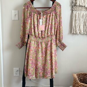 NWT Leyden Women's Floral Dress - Pink and Green. Sz XL